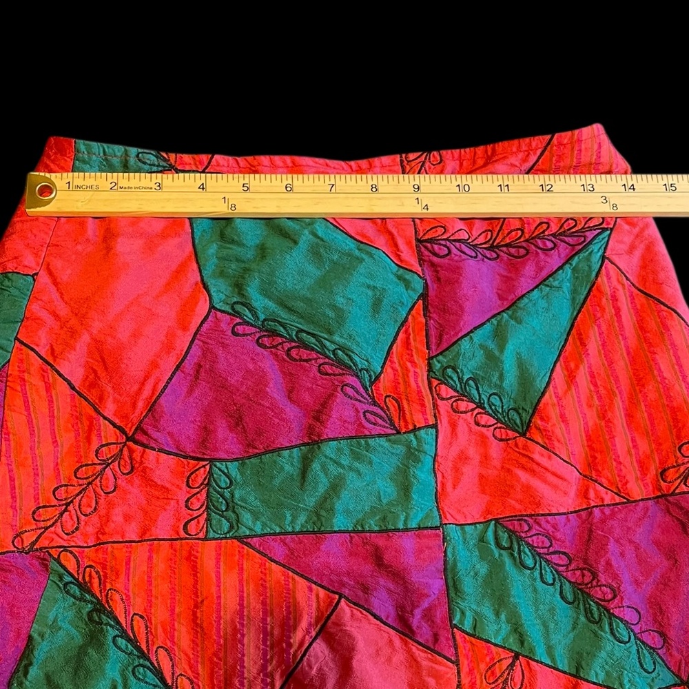 Vintage 100% Silk Canvasback Patchwork Lined Skir… - image 3
